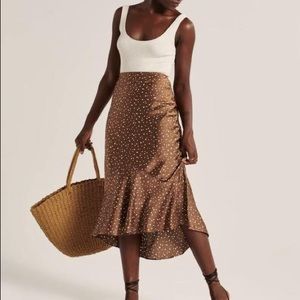 Abercrombie Satin Midaxi Skirt Brown Pattern